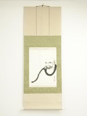 豪生筆　達磨之図　肉筆紙本掛軸（共箱）